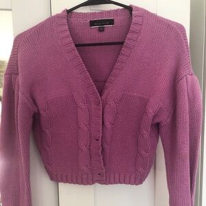 NWOT Blue Blush Crop Lilac Pink Cable-knit Sweater